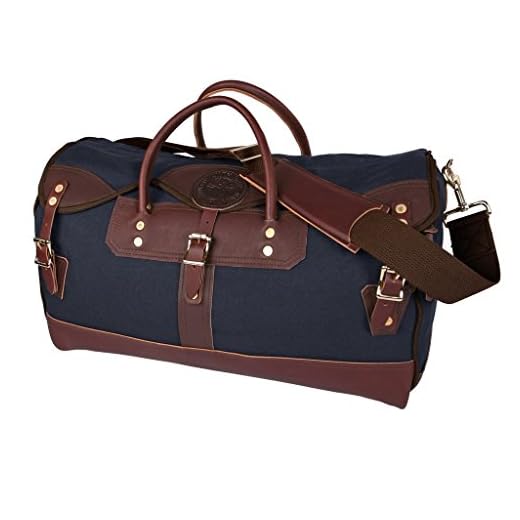 Duluth Pack Duluth Minn Medium Sportsmans Duffel Bag with Handle & Shoulder Strap | Handcrafted Bag | Premium American Leather - Navy