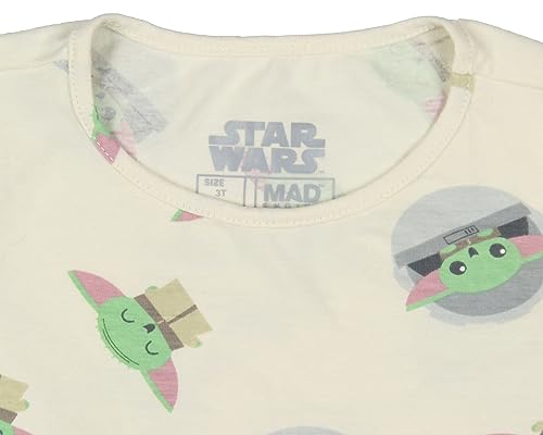Star Wars Toddler Girls' The Mandalorian Baby Yoda Creme Short Sleeve Dress4