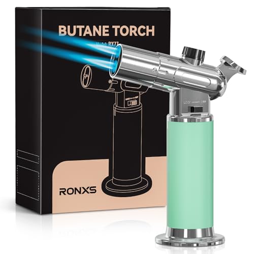 RONXS Butan-Taschenlampe, Doppelflamme, verstellbar, nachfüllbar, Kochlampe, Feuerzeug mit kontinuierlicher Flamme für Creme Brulee, Backen, Grillen (kein Gas)