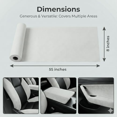 Image of Suede Fabric Wrap - Self Adhesive Film Sticker 8 x 55 Inches Silky Decal Sheet for Car Interior Furniture Upholstery DIY Elastic Stretch Peel and Stick White