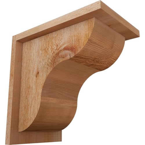 Ekena Millwork COR08X12X12CAR01RWR 8"W x 12"D x 12"H Carmel Rough Sawn Corbel w/Backplate, Western Red Cedar
