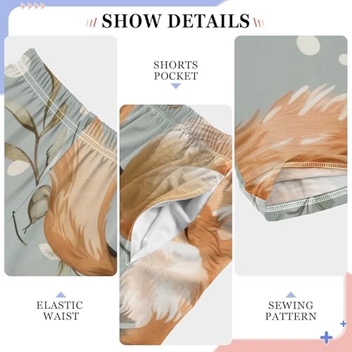 Fox Floral Boys Long Pants Soft Trousers Elastic Waist Kids Lounge Bottoms with Pockets S-XL4