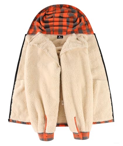 ZITY Mens Flannel Jacket Plaid Zip Up Hoodie Fleece Sherpa Lined Sweatshirt - image 3