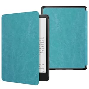MoKo Funda para 7″ Kindle Paperwhite 12th Generation 2024&Kindle Colorsoft Signature Edition 2024, PC Estuche Carcasa Estilo Niños con Auto Sueño/Estela, Azul Claro