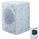 BIKPRST 1 Housse Machine à Laver, Housse de Protection Imperméable Anti poussière et Anti UV en PEVA, Couverture pour Laverie Domestique, 63 x 62 x 85 cm, Bleu à Fleurs