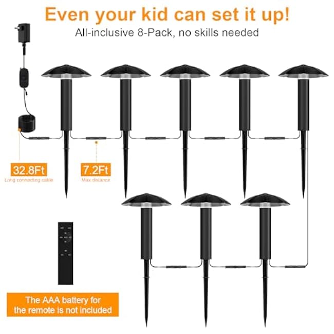 Low Voltage Landscape Lighting Kit: 8-Pack All-in-One-Set Easy Setup - Dusk to Dawn Auto On/Off &Timer - 3W Outdoor Waterproof Metal Pathway Lights for Garden Yard Walkway Driveway
