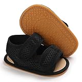 SOFMUO Baby Boys Girls Sandals Premium Soft Anti-Slip Rubber Sole Infant Summer Outdoor Shoes Toddler First Walkers(Black,6-12 Months)