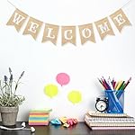 Uniwish Welcome Banner Sign Garland Wedding Baby Shower Classroom Party Decorations Vintage Rustic Burlap Hanging Bunting Home Décor - Image 5