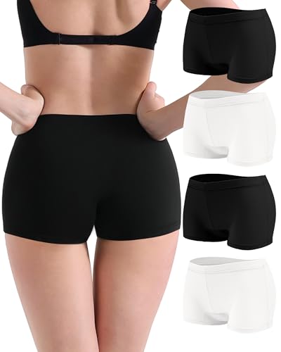 Image of Women's Boyshorts Underwear Cotton, Full Coverage Panties, Womens Boyshort Boxer Briefs Breathable for Women 4 Pack