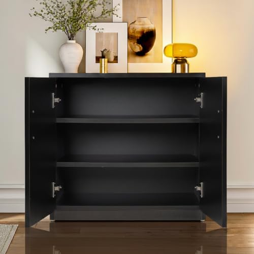 Image of Shoe Rack with Doors | 3 Tier Closed Shoe Cabinet | Compact Footwear Storage for Entryway, Living Room & Bedroom (L 60 x B 32 x H 60 cm) DIY (Midnight WENGE)