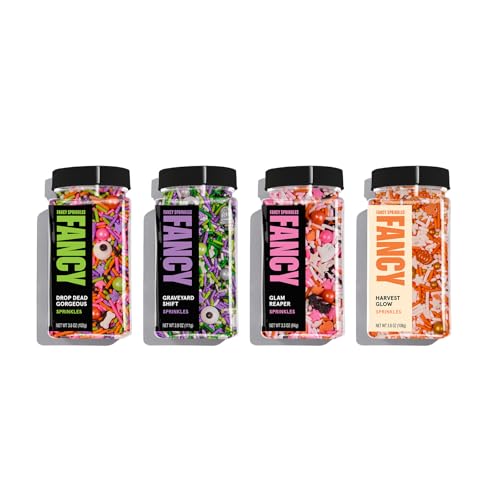 Image of Fancy Sprinkles House of Horrors Sprinkle Set | Halloween Sprinkles with Pumpkins, Bats, Eyeballs & Bones | Halloween Cake, Cupcake & Cookie Decorating | Halloween Gift | 4 Pack (0.5c)