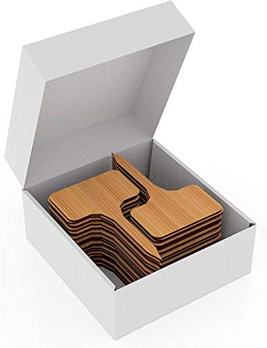 50 Bamboo Plant Labels In Gift Box (T-Type) - Wooden Plant Tags - Wood Cheese Markers #TOP2