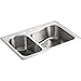 KOHLER K-3361-4-NA Staccato Dual Large/Medium Self-Rimming Kitchen Sink, Stainless Steel