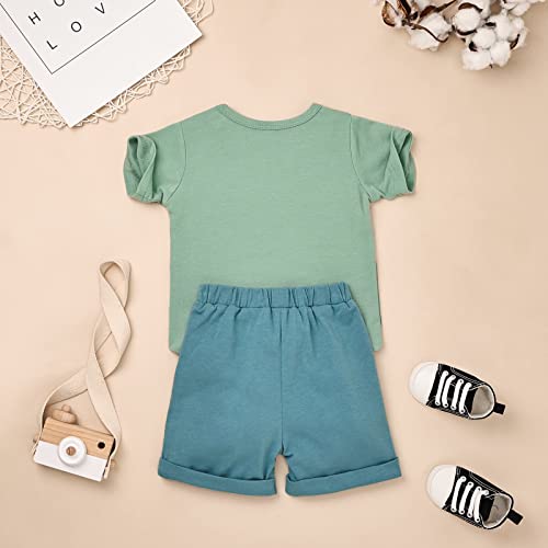 Toddler Boy Clothes Baby Boys Summer Outfits Patchwork Short Sleeve T-Shirt Shorts Set Summer Clothes Set 12M-5T3