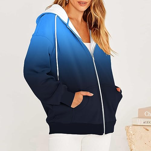 Women Oversized Zip Up Hoodies Tie-Dye Print Sweatshirt Y2k Trendy Clothes Teen Girl Fall Casual Drawstring Jacket3