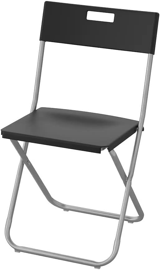 Ikeeaaa Elegant/Extra Look And Safe Folding Chair (Black, Frame: Galvanized Steel, Seat And Back: Polypropylene Plastic.)