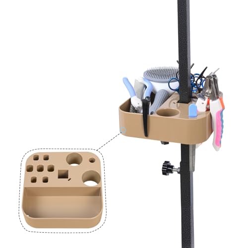 Image of Pet Grooming Organizer for Scissors Brushes and Tools Holder - Portable Dog Grooming Table and Arm Stand Tools(khakiSquare)