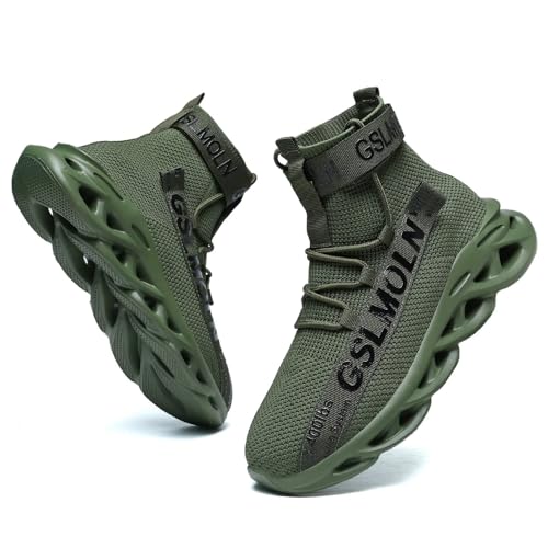 Image of Jakcuz Men's High Top Sneakers Plus Size Breathable Gym Athletic Running Walking Tennis Comfortable Fashion Platform Shoes