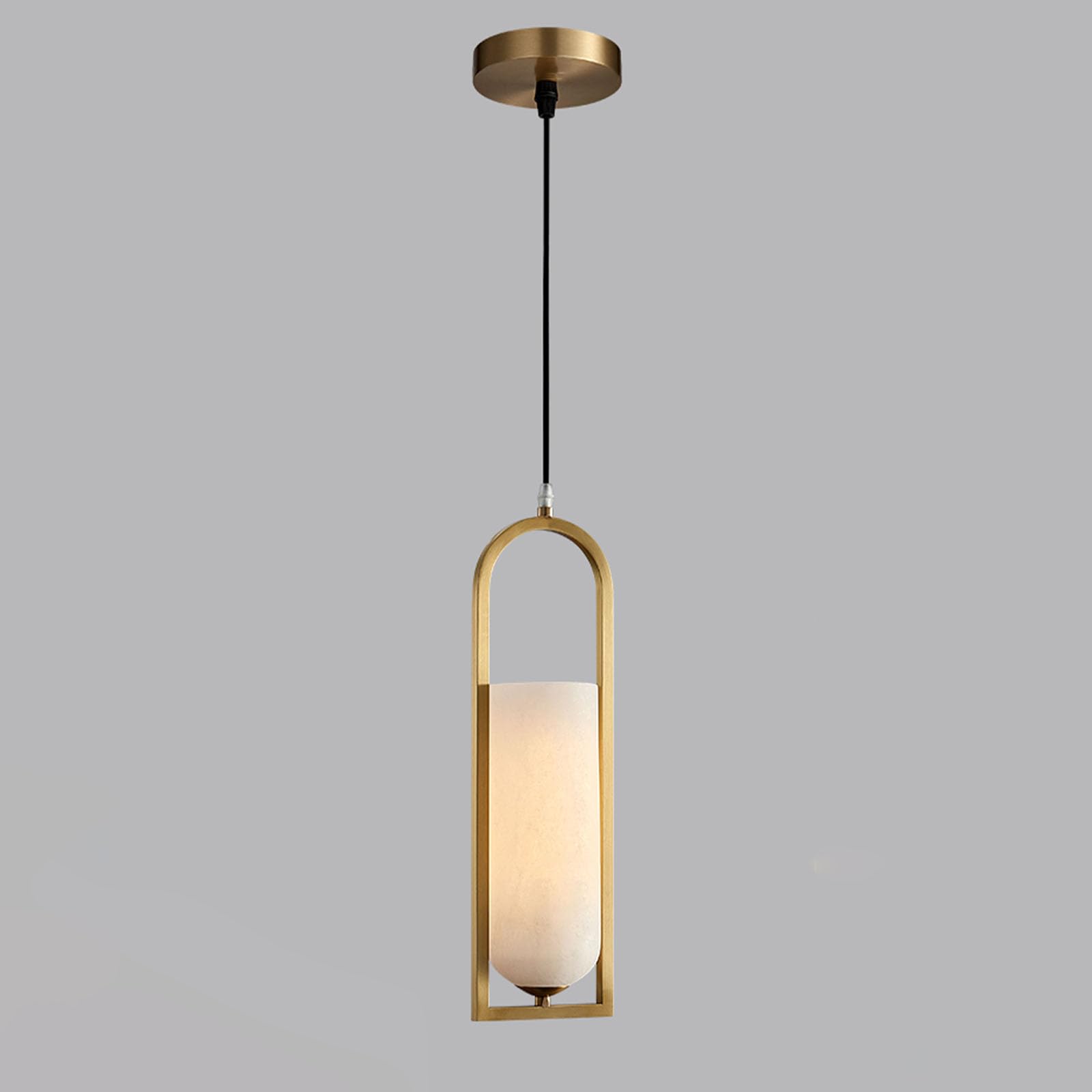 HXYSXHJUO Natural Marble Pendant Light Brass Island Hanging Lamp Alabaster Chandelier Ceiling Lighting Fixture, Long Tube Lights for Bedroom Dining Living Room Restaurant