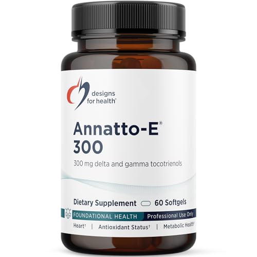 Designs for Health Annatto-E 300mg Tocotrienols Vitamin E - Delta + Gamma Tocotrienols to Support Heart Health, Eye Health, Healthy Aging - DeltaGold Antioxidants Supplement (60 Vitamin E Softgels)