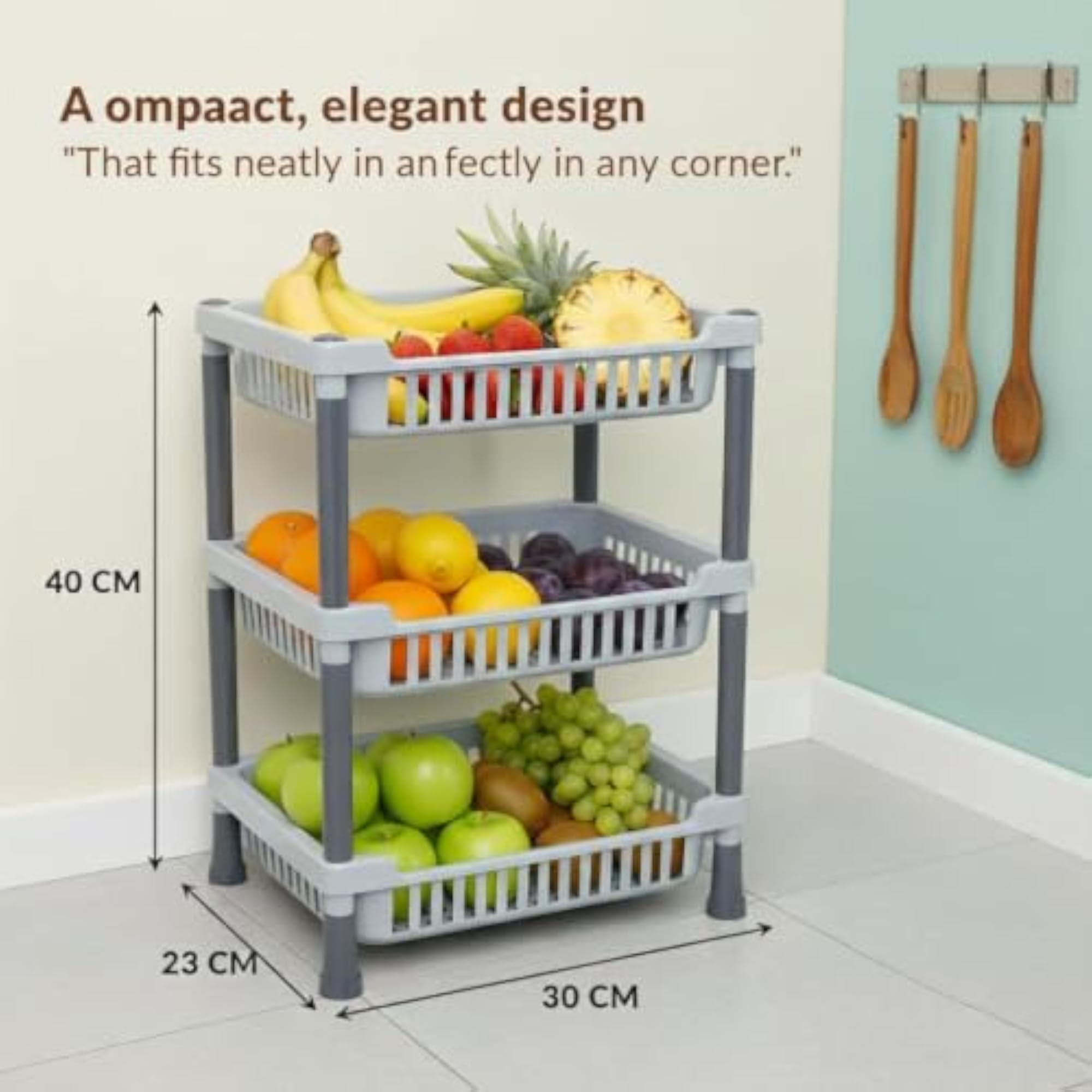 3 Tier Multipurpose Storage Rack for Kitchen & Home