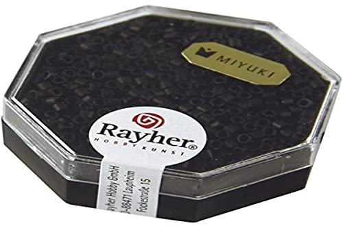 Rayher Delica - 14751576 - Perles de rocaille Miyuki - Noir métallisé mat - Diamètre : 2,2 mm - Boîte de 7 g - Petites perles à enfiler