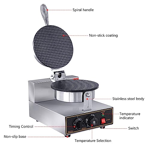 Electric Ice Cream Cone Waffle Maker Machine 1200W Stainless Steel Nonstick Surface For Commercial Home Use (Electric Ice Cream Cone Waffle Maker Machine) #TOP4