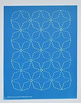 Hancy Creations 30679 Sashiko Stitch, Angled 7 Treasures Full Line Stencils