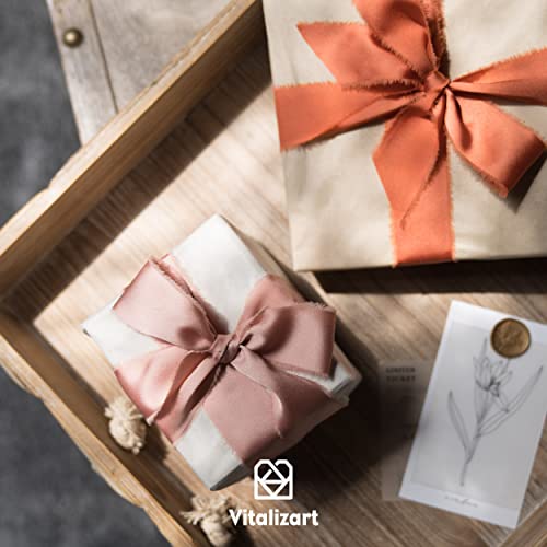 Vitalizart Pink Silk Satin Ribbon 1-1/2 Inch X 15 Yard With Wooden Spool Rose Gold Handmade Frayed Ribbons For Gift Wrapping Baby Shower Wedding Bridal Bouquets Holiday Decor #TOP2