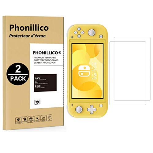 PHONILLICO Verre Trempé pour Nintendo Switch Lite [Pack de 2] Film Protection Resistant Vitre Protecteur Anti Rayure