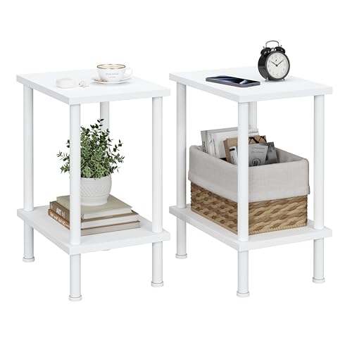 VIMBER 2-Tier End Table Set White