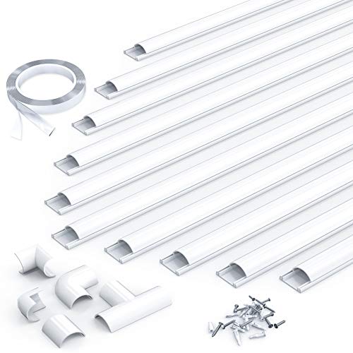 MUDEELA D-Kanal Kabelkanal, 3,2 m Kabel-Concealer, vorgebohrte PVC-Kabelverstecker, lackierbarer Drahtverstecker zum Verstecken von Kabeln, Kabel in Haus und Büro, weiß