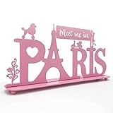 Paris Decor for Bedroom Bathroom, Metal Paris Table Decorations, Paris Word Sign, Paris Themed Art for Girls Bedroom, Parisian Eiffel Tower Decor, Stylish Paris Gifts For Women
