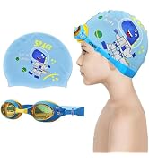 Crazy Bean Kit De Natation Enfant - Lunettes, Bonnet Silicone, Bouchons D'oreilles, Pince-nez, Sac à Dos