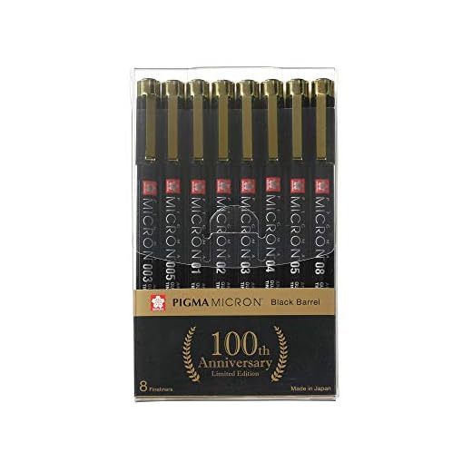 Sakura Pigma Micron Black Barrel Anniversary Edition Fineliners (Set of 8)