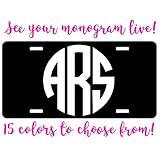 Simply Customized Personalized Round Circle Monogram License Plate Black White Custom Initials 20...