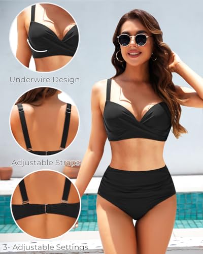 Image of Aqua Eve Women Underwire Bikini Top - Push Up Swimsuit Top Bra Padded Bathing Suit 2026 Twist Front Swimwear