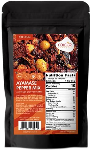 Colour Flavour Ayamase Pepper Mix | Authentic Nigerian Stew Seasoning | Spicy Ofada Sauce Blend with Crayfish & Locust Beans | No MSG | Organic African Herbs