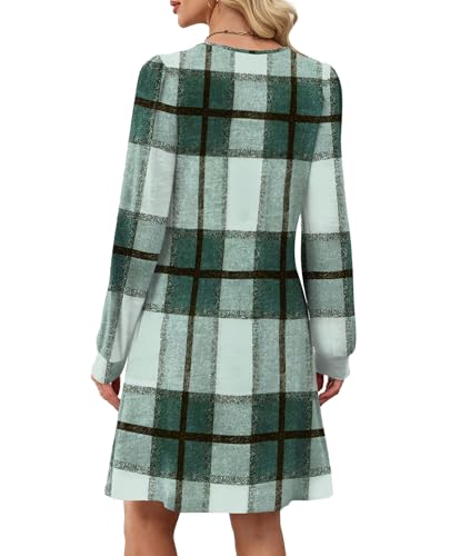 OFEEFAN Long Sleeve Dress for Women Pleated Crew Neck Casual Babydoll Sweater Dress with Pockets Fall Outfits Fashion — view 5