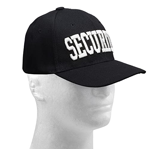 Security Hat Baseball Cap - Gold Or White Embroidery Security Front, Bill & Back - Adjustable Size - White (1Pk) #TOP2