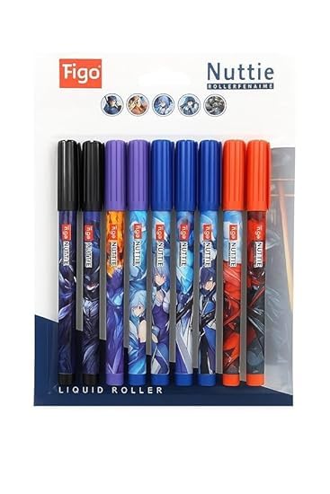 Image of Figo Nuttie Liquid Roller Pen, Anime Themed Design, Blue Ink, Pack of 20