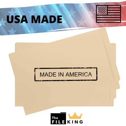 The File King Full Side Tab Manila File Folder - Letter Size | Box Of 100 | Space For Jacket Labeling | 11-Pt Fiber | Organize Papers For Shelf Filing | Usa Made | Single Ply #TOP4