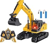 XMFHANG RC Excavator, 5 Channel RC Construction Vehicles, 2.4Ghz RC Excavator Toys with Light, for Kids Adults Birthday Gift