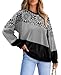 KISSMODA Women's Casual Long Sleeve Sweatshirts Lightweight Stripe Shirts Tops Colorblock Pullovert with Pockets M