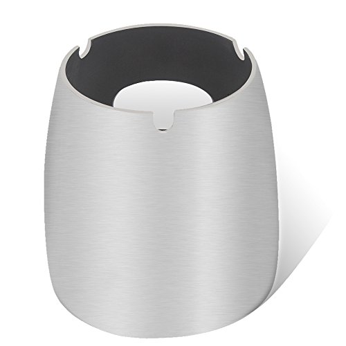 Cinzeiro à prova de vento XL, cinzeiro de aço inoxidável OneChois para interiores ou exteriores, varanda de jardim - prata
