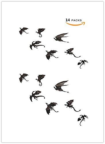 Halloween Fantasy Decor 3D Dragon Wall Sticker,Halloween 3D Flying Dragon Wall Sticker Wall Decal DIY Scary Black Dragon Removable Window Stickers Halloween Party Supply (14 Pieces)