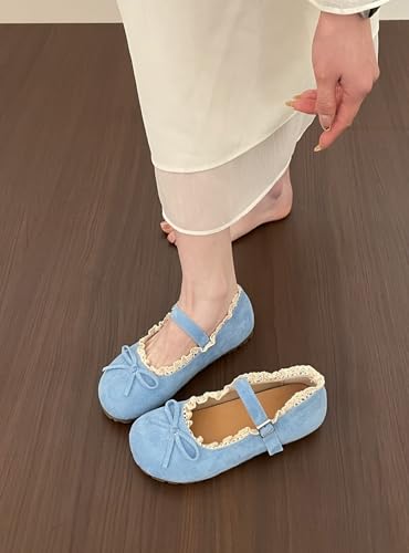 ZQW Women's Cute Mary Jane Ballet Flats with Lace Trim Kawaii Ultra Comfy Soft Casual Walking Dress-Up Shoes Cosplay Costume3