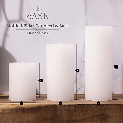 Bask Mottled Pillar Candles - Unscented White Pillar Candles Set Of 3 - Dripless Large Candles Pillar - Smokeless White Pillar Candles For All Occasions #TOP1