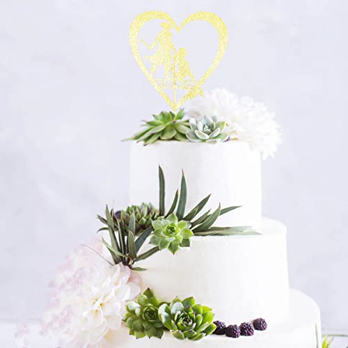 Pirates And Mermaid Theme Wedding Cake Topper, Mr & Mrs Wedding Party Decorations, Bride And Groom, Gold Glitter #TOP2