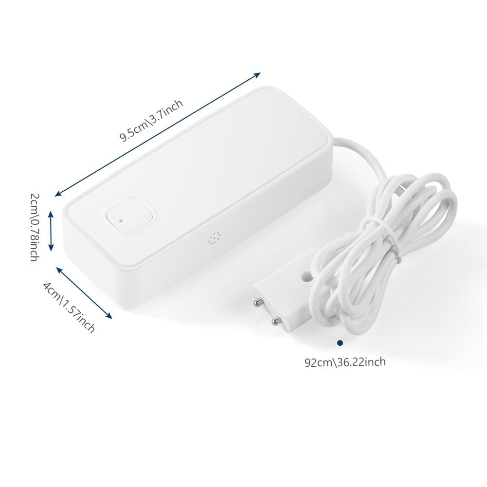 Flintronic Detektor wycieku wody Wi-Fi, inteligentny czujnik wycieku wody, alarm wody 80 dB z kablem wykrywającym 1 m, zdalne monitorowanie aplikacji, zasilanie baterią AAA, do kuchni, piwnicy,